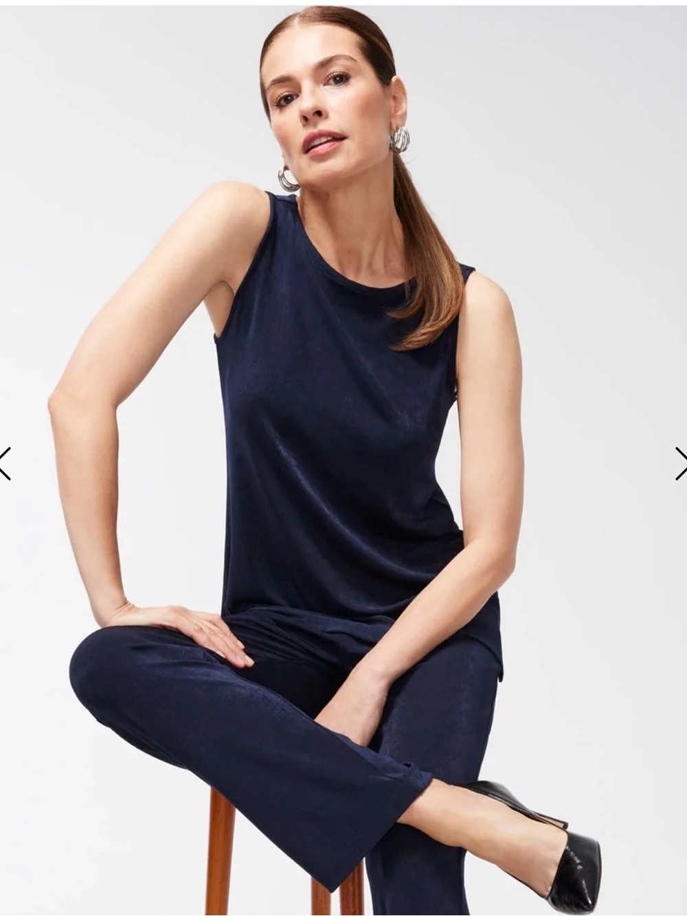 Chico's Travelers Side Slit India InkSleeveless Tank Size 2= size 12 NWT - Picture 3 of 8
